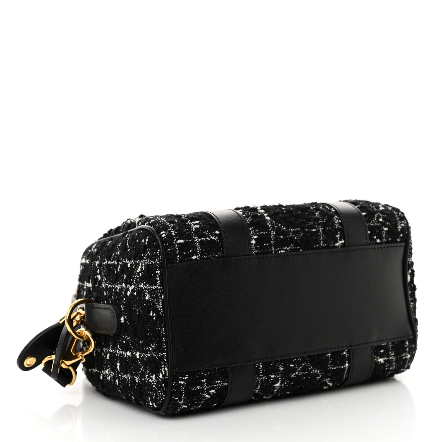 Christian Dior Tweed Cannage Groove 20 Bag Black White 4 of 14