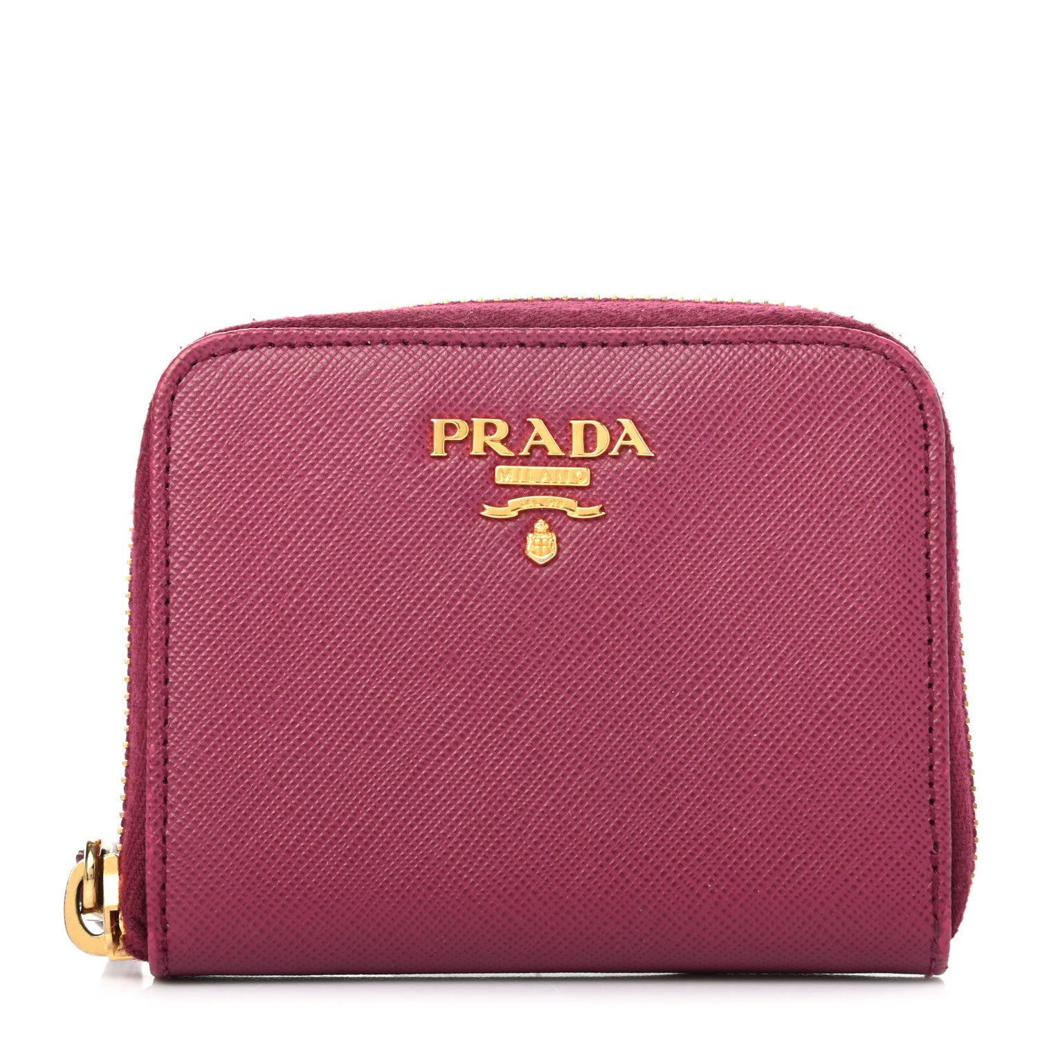 Prada Saffiano Triangle Compact Zip Around Walle Peonia 1 of 6