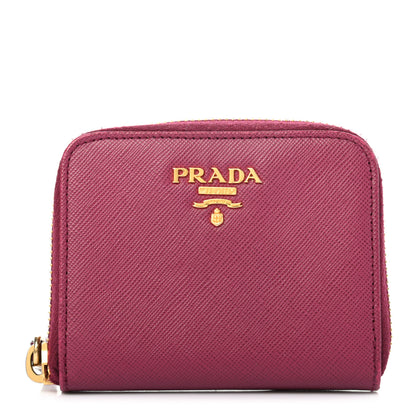 Prada Saffiano Triangle Compact Zip Around Walle Peonia 1 of 6
