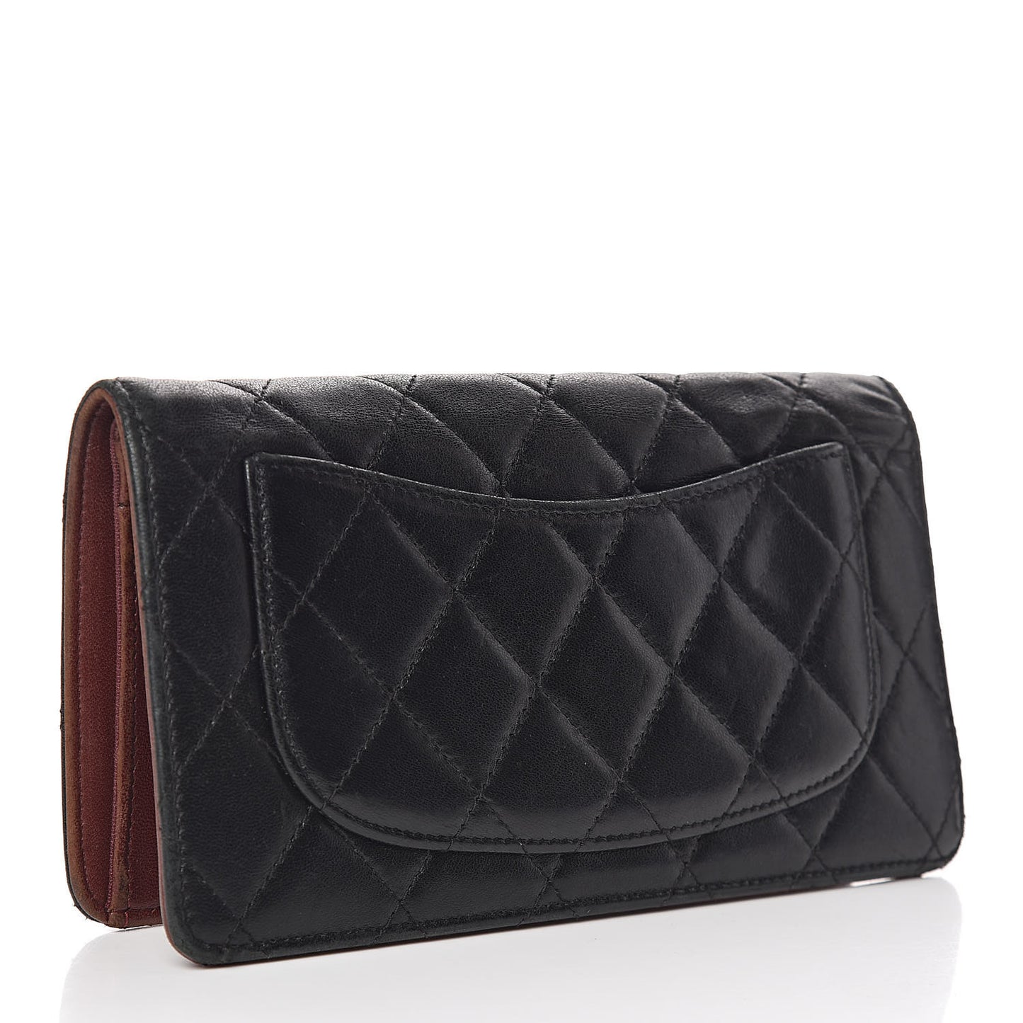 Lambskin Quilted Yen Wallet Black