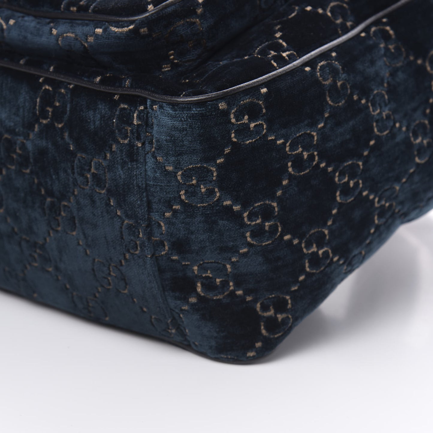 Velvet GG Monogram Textured Calfskin Web Small Double Buckle Backpack Blue Beige Black