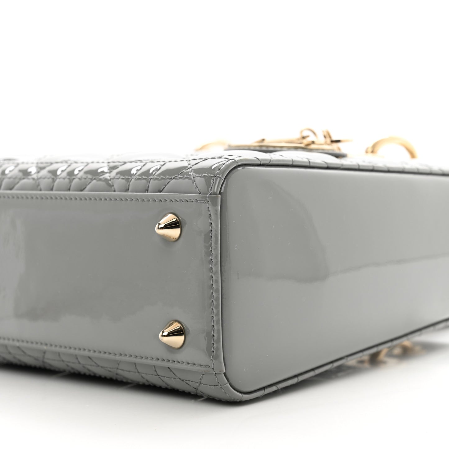 Patent Cannage Small Lady Dior Grey
