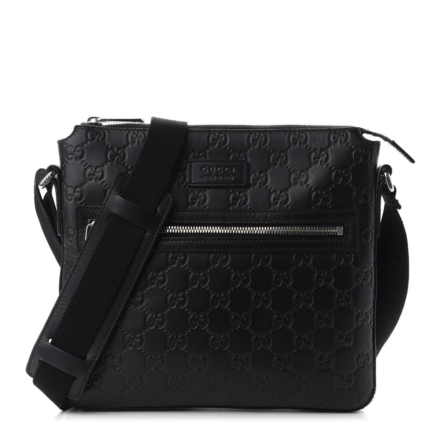 Gucci Guccissima Signature Small Messenger Bag Black 1 of 10