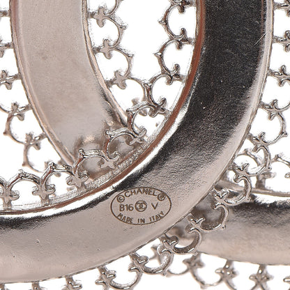 Chanel Large Scalloped CC Brooch Silver 4 of 5