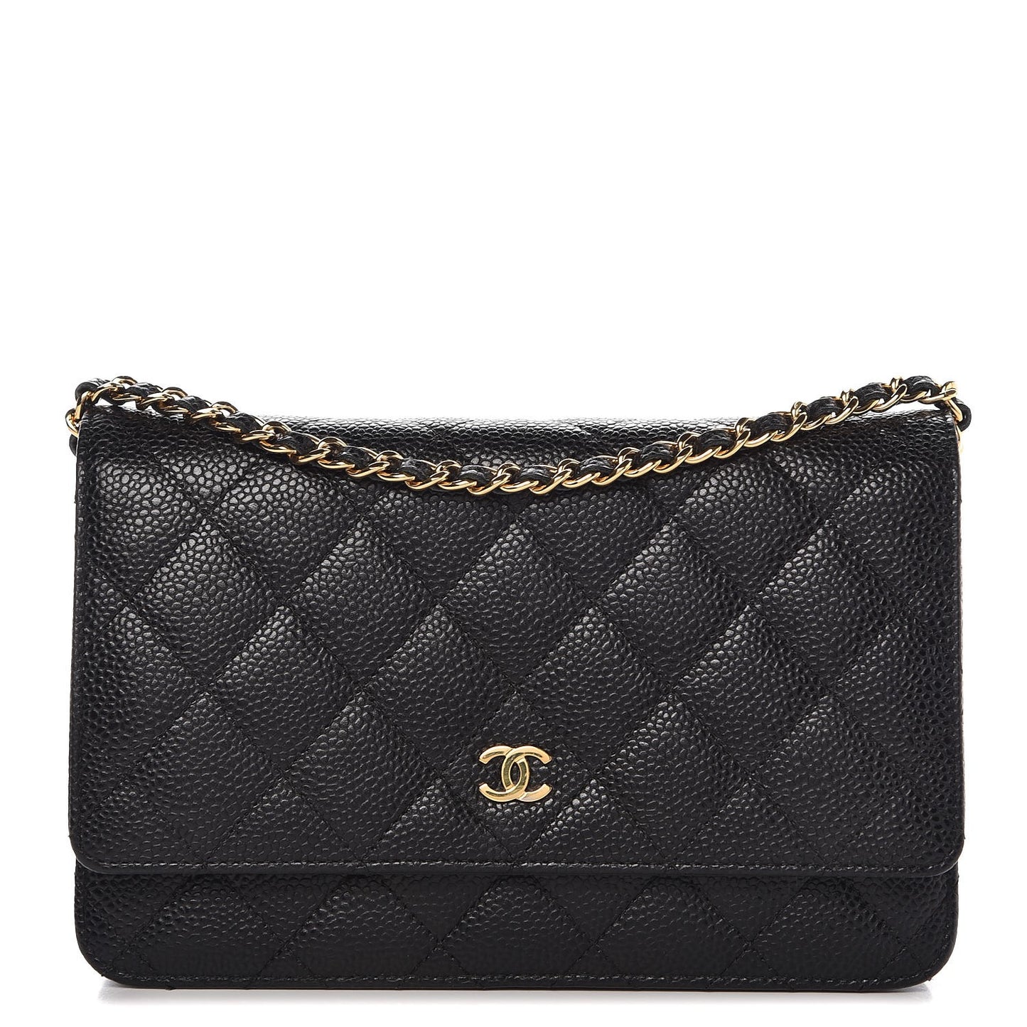 Caviar Quilted Wallet On Chain WOC Black