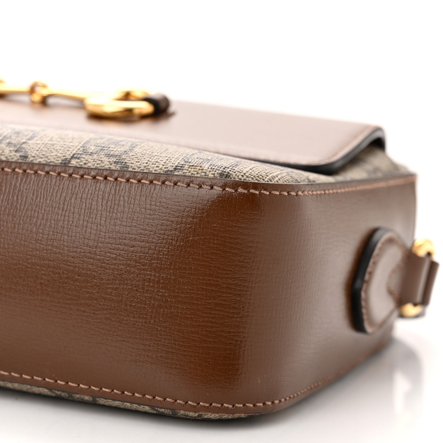 GG Supreme Monogram Small Horsebit 1955 Shoulder Bag Beige Brown Sugar