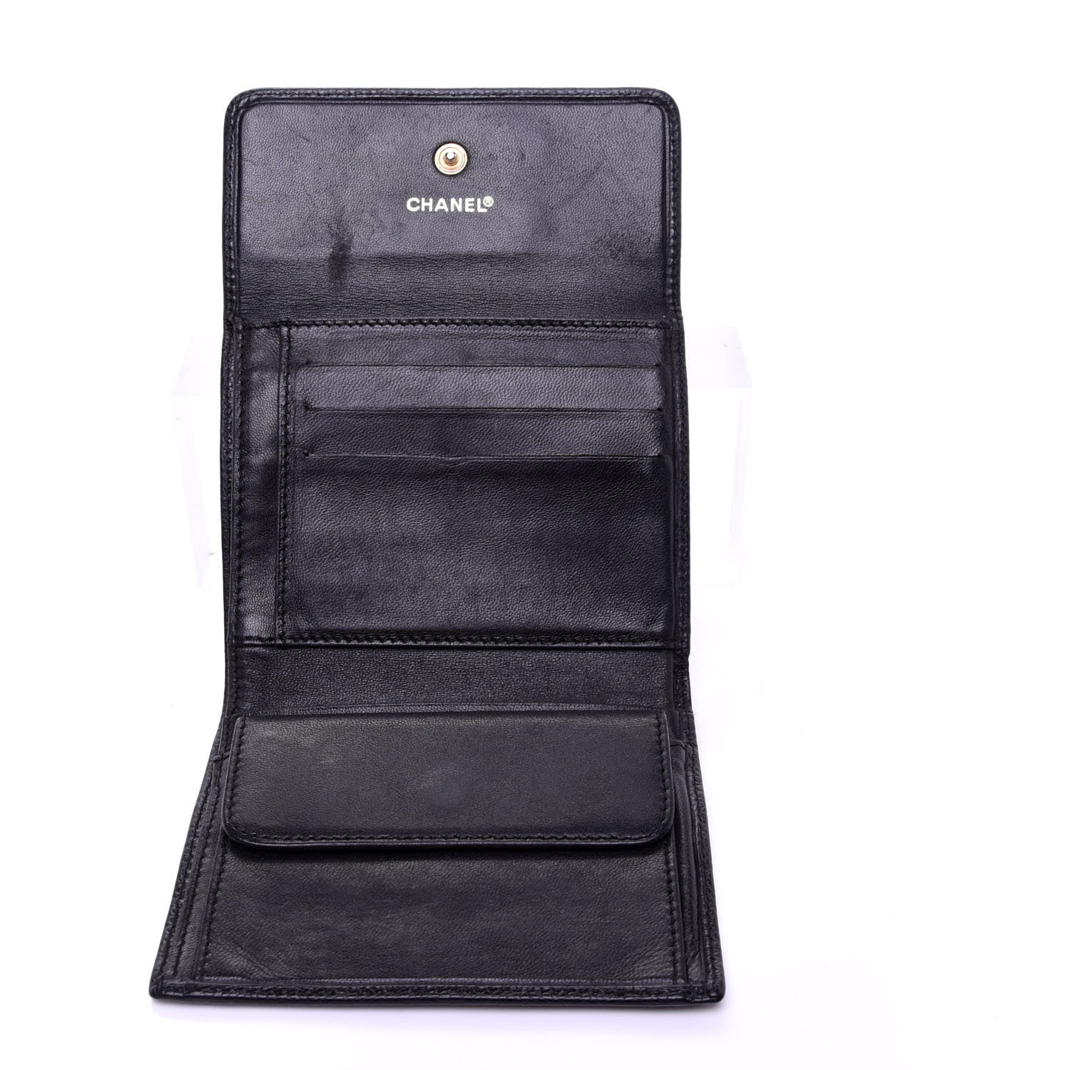 Chanel Caviar Timeless CC Compact French Wallet Black 5 of 10
