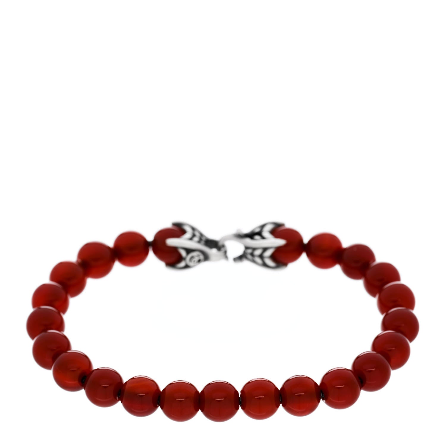 David Yurman Sterling Silver Carnelian 8mm Spiritual Beads Bracelet 2 of 4