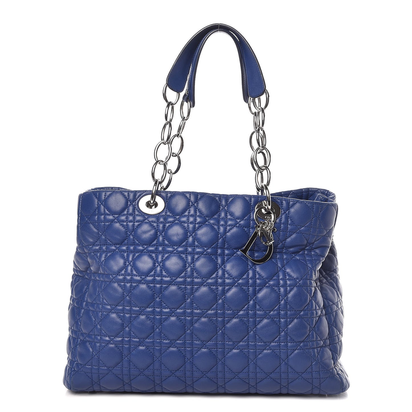 Lambskin Cannage Large Dior Soft Shopping Tote Blue
