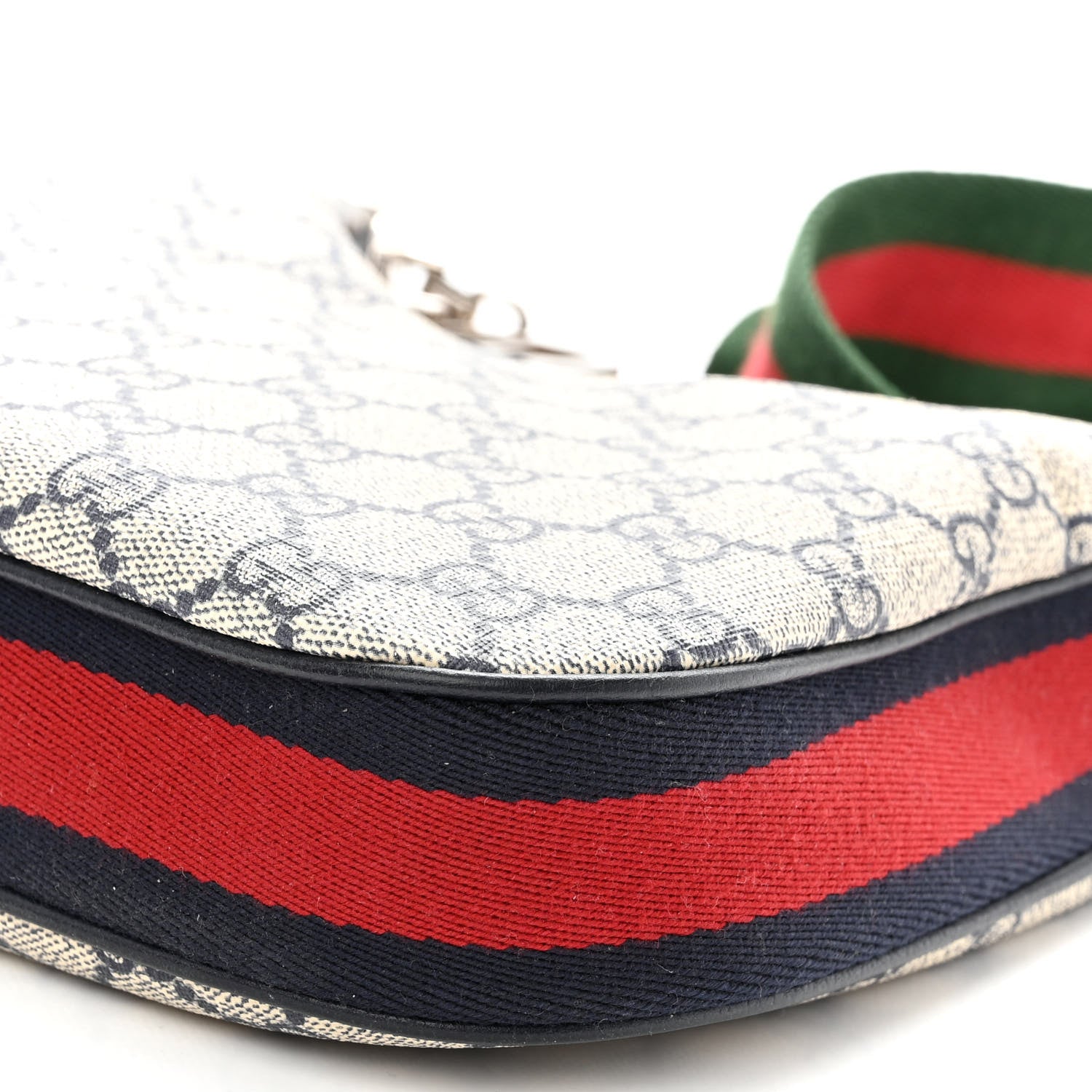 Gucci GG Supreme Monogram Textured Calfskin Web Small Attache Shoulder Bag Beige Blue 9 of 9