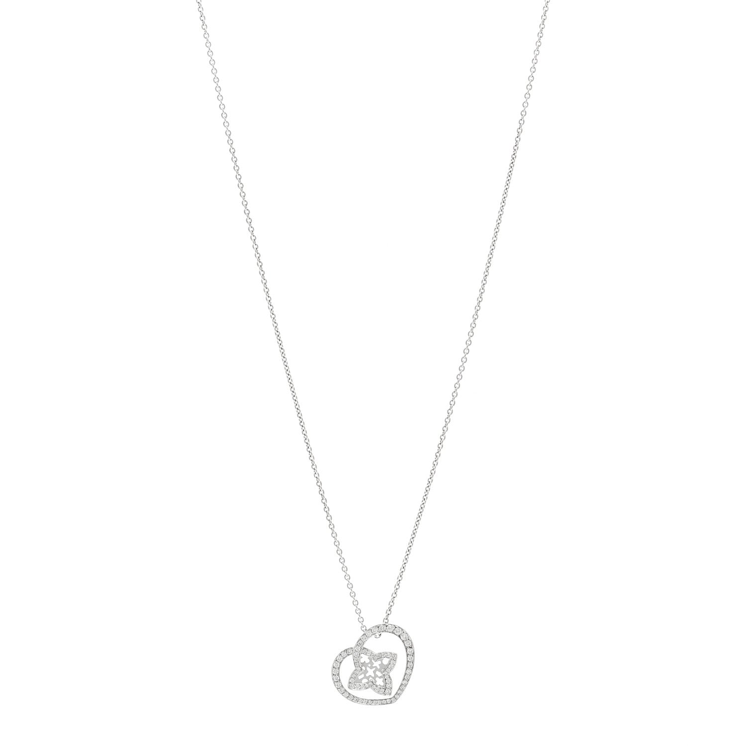 Louis Vuitton 18K White Gold Diamond Small Coeur Heart Pendant Necklace 1 of 6