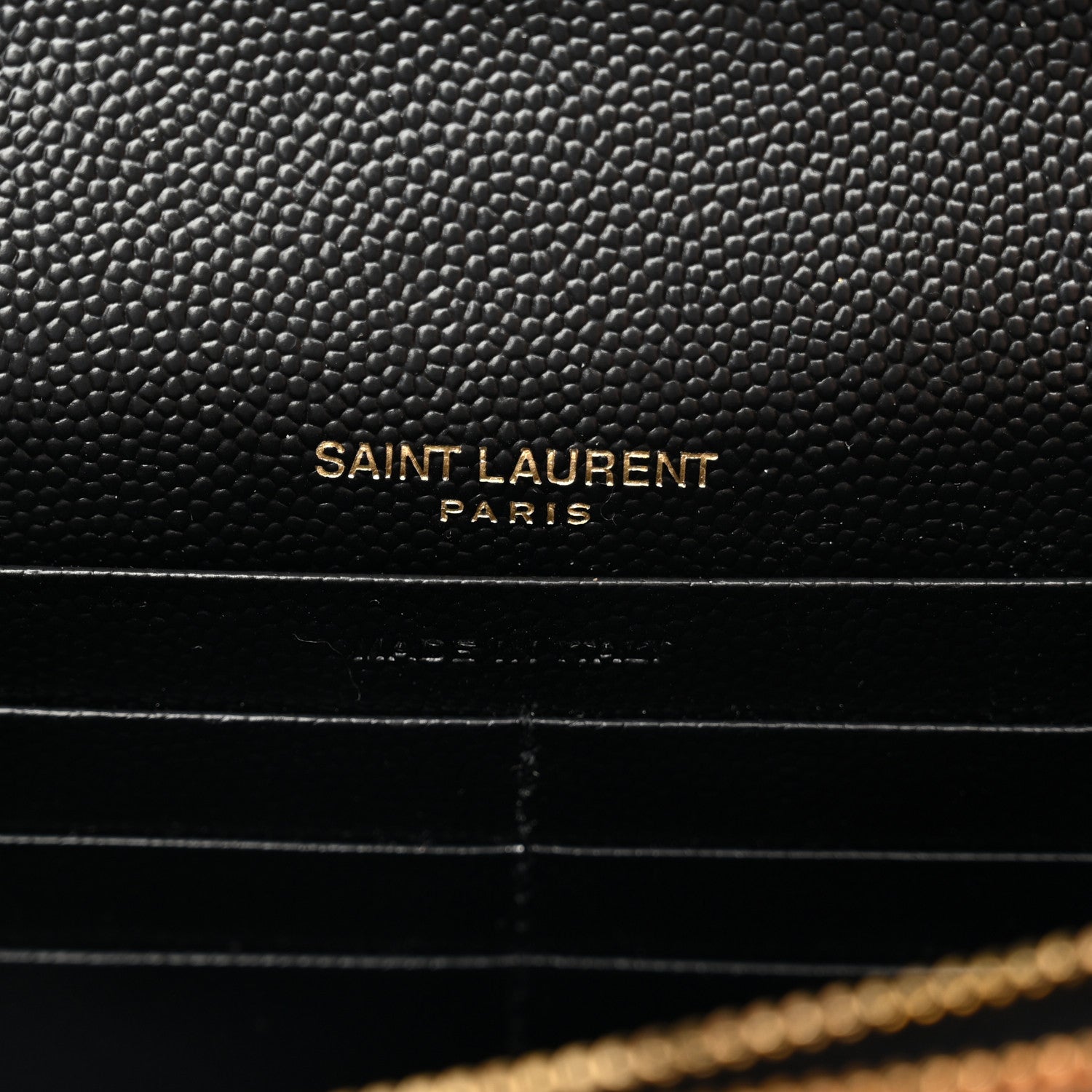 Saint Laurent Grain De Poudre Matelasse Chevron Monogram Envelope Chain Wallet Black 6 of 10