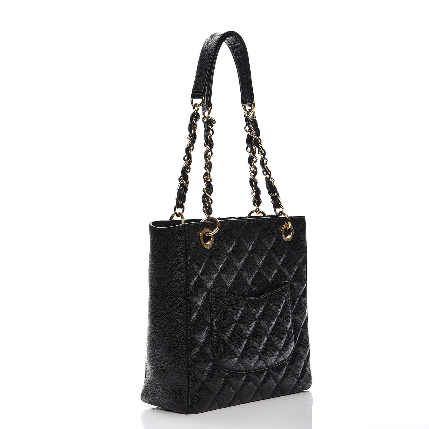 Caviar Quilted Petit Shopping Tote PST Black