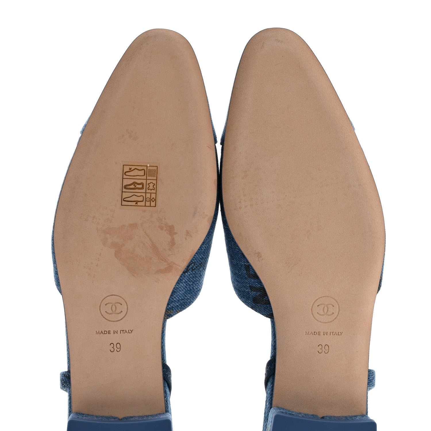 Chanel Denim Cap Toe CC Slingback Flats 39 Light Blue Multicolor 9 of 10