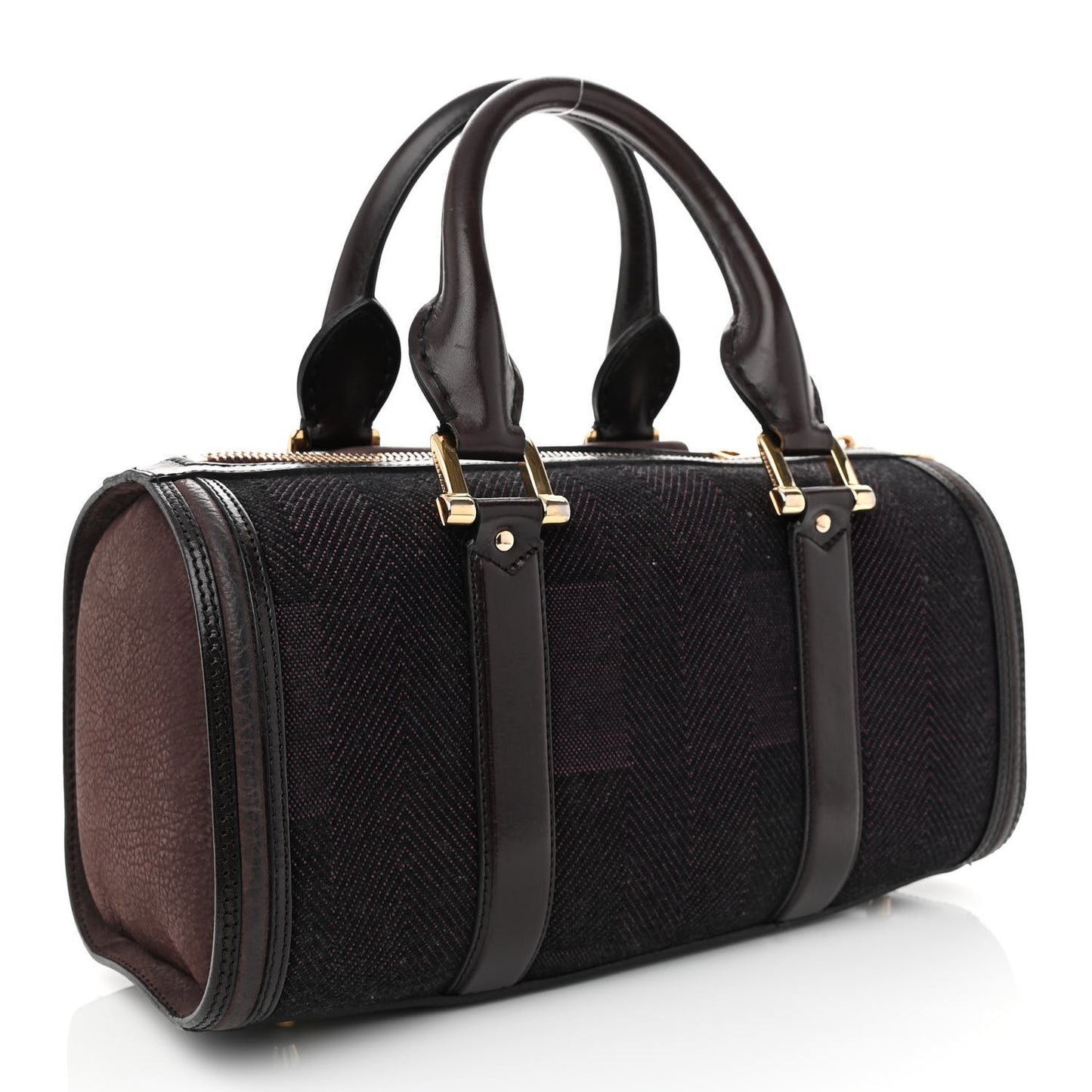 Prorsum Jacquard Tweed Medium Barrel Bag Dark Brown