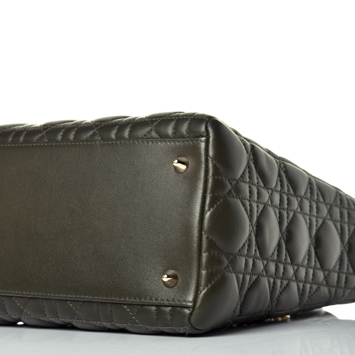 Christian Dior Lambskin Cannage Medium Lady Dior Olive Green 10 of 12