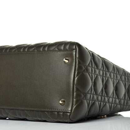 Christian Dior Lambskin Cannage Medium Lady Dior Olive Green 10 of 12