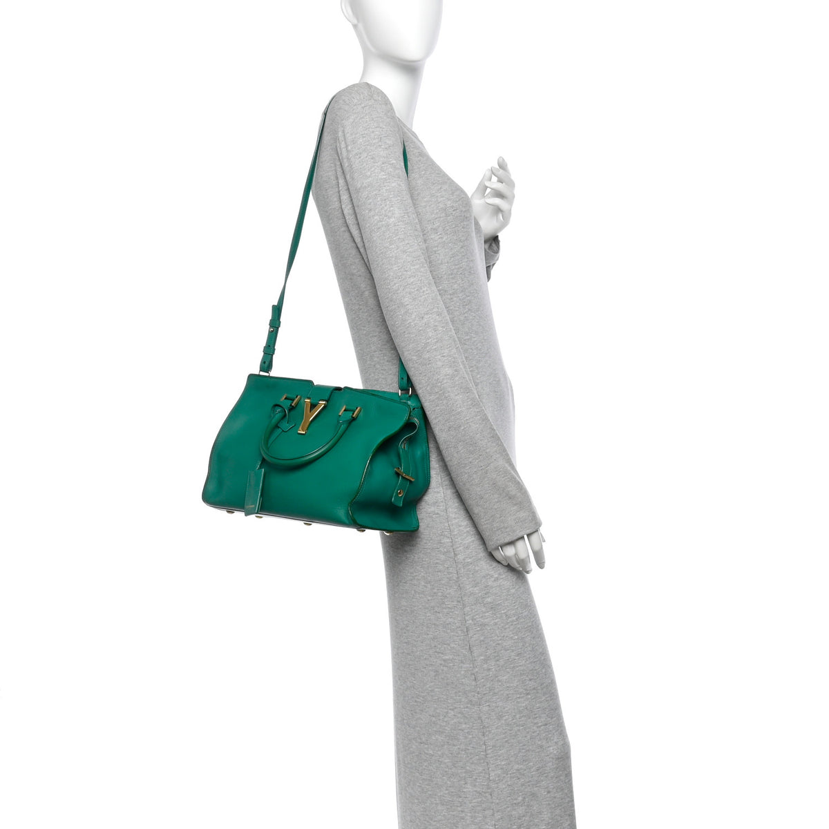 Saint Laurent Calfskin Small Classic Y Cabas Green 2 of 14