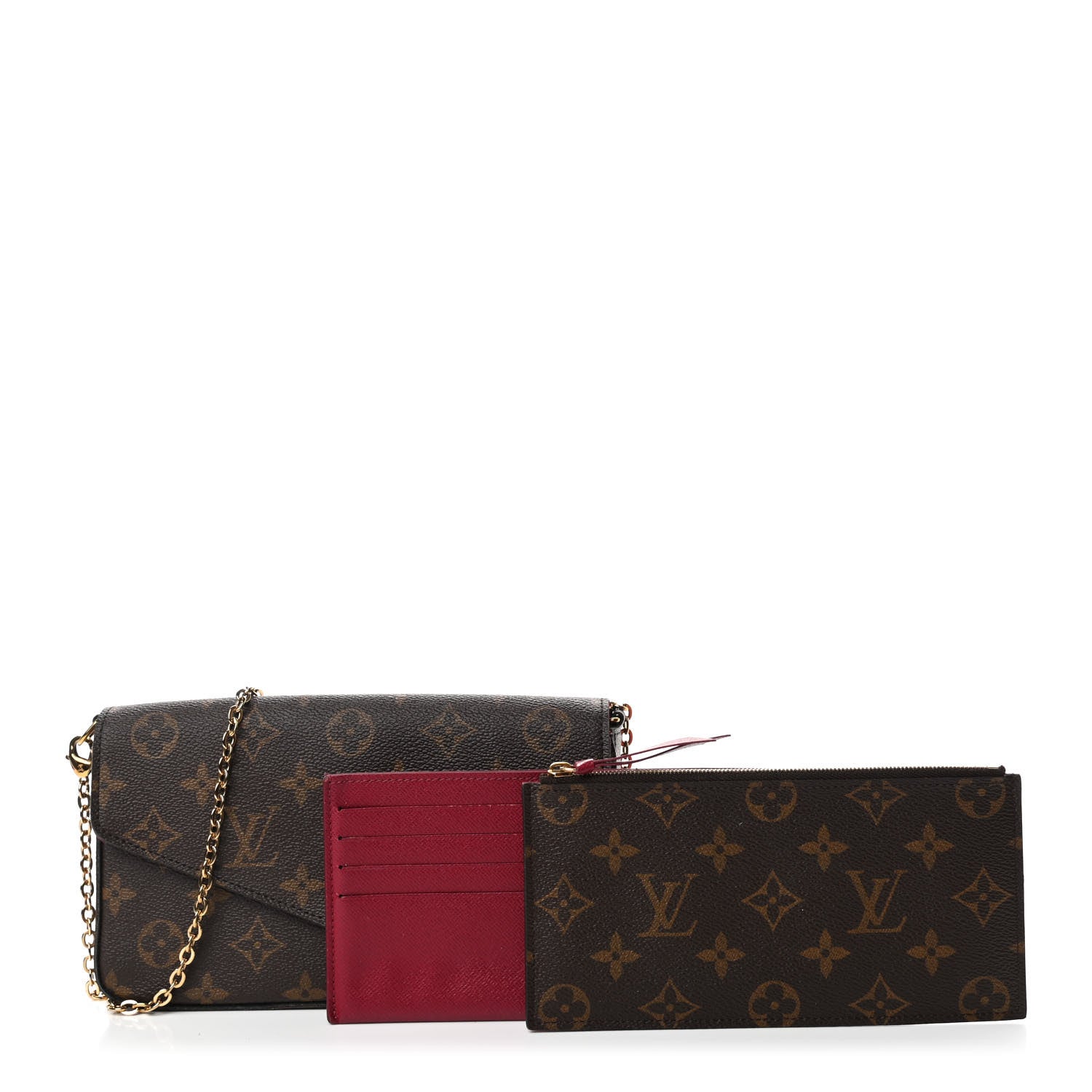 Louis Vuitton Monogram Pochette Felicie Chain Wallet Fuchsia 9 of 9