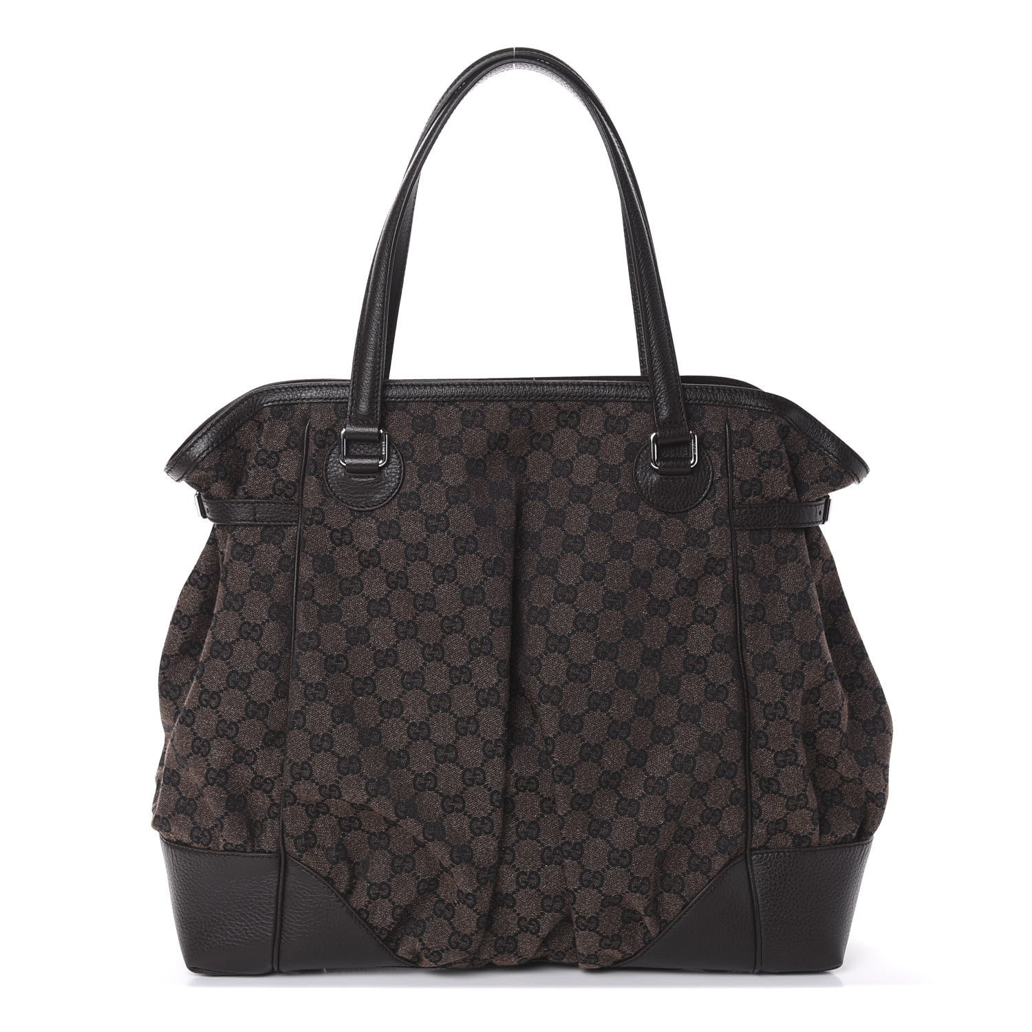 Gucci Denim Monogram Full Moon Tote Dark Brown 1 of 9