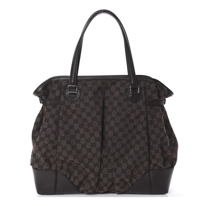 Gucci Denim Monogram Full Moon Tote Dark Brown 1 of 9