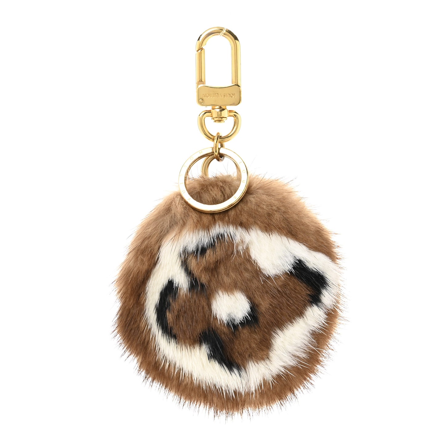 Fur Bag Charm Key Holder Brown