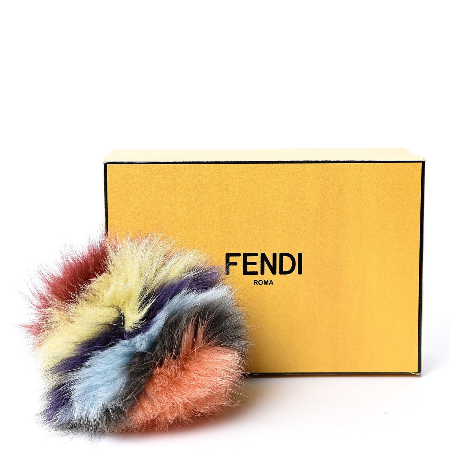 Fox Fur Shiny Nappa Rainbrow Pom Pom Bag Charm Bordeaux Multicolor Black