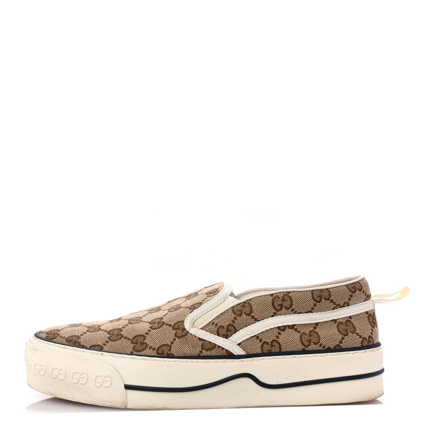 Gucci GG Monogram Womens 1977 Tennis Slip On 30mm Sneakers 39 Beige Ebony Mystic White 1 of 11