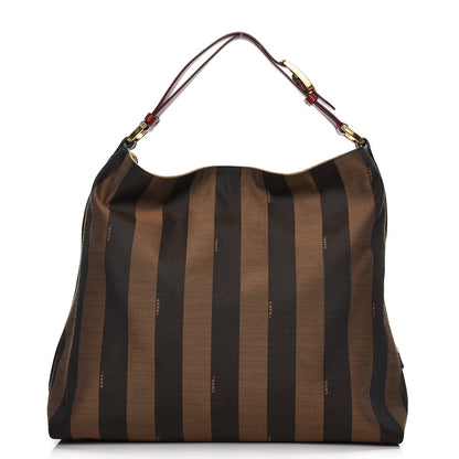 Fendi Pequin Cuoio Vegetale Large Hobo Tobacco Rosso Black 1 of 8