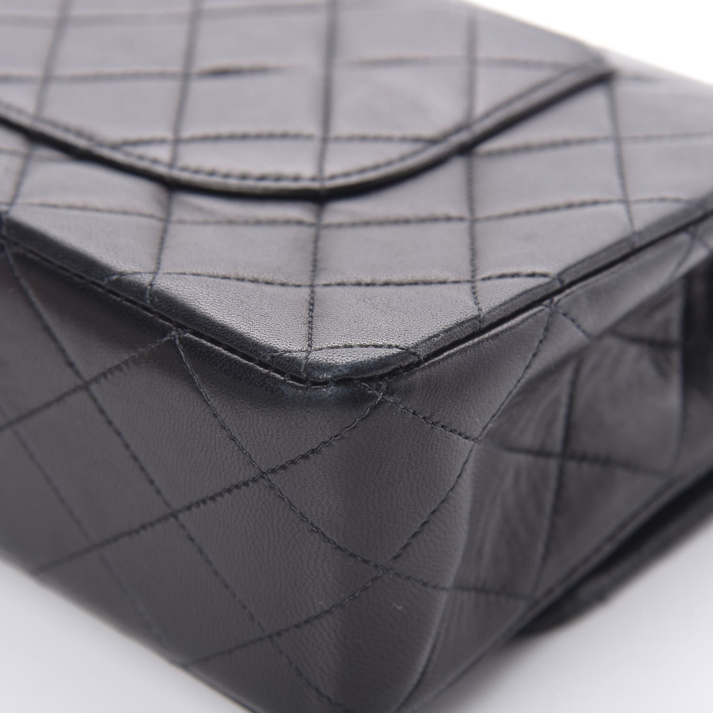 Lambskin Quilted Medium Double Flap Black