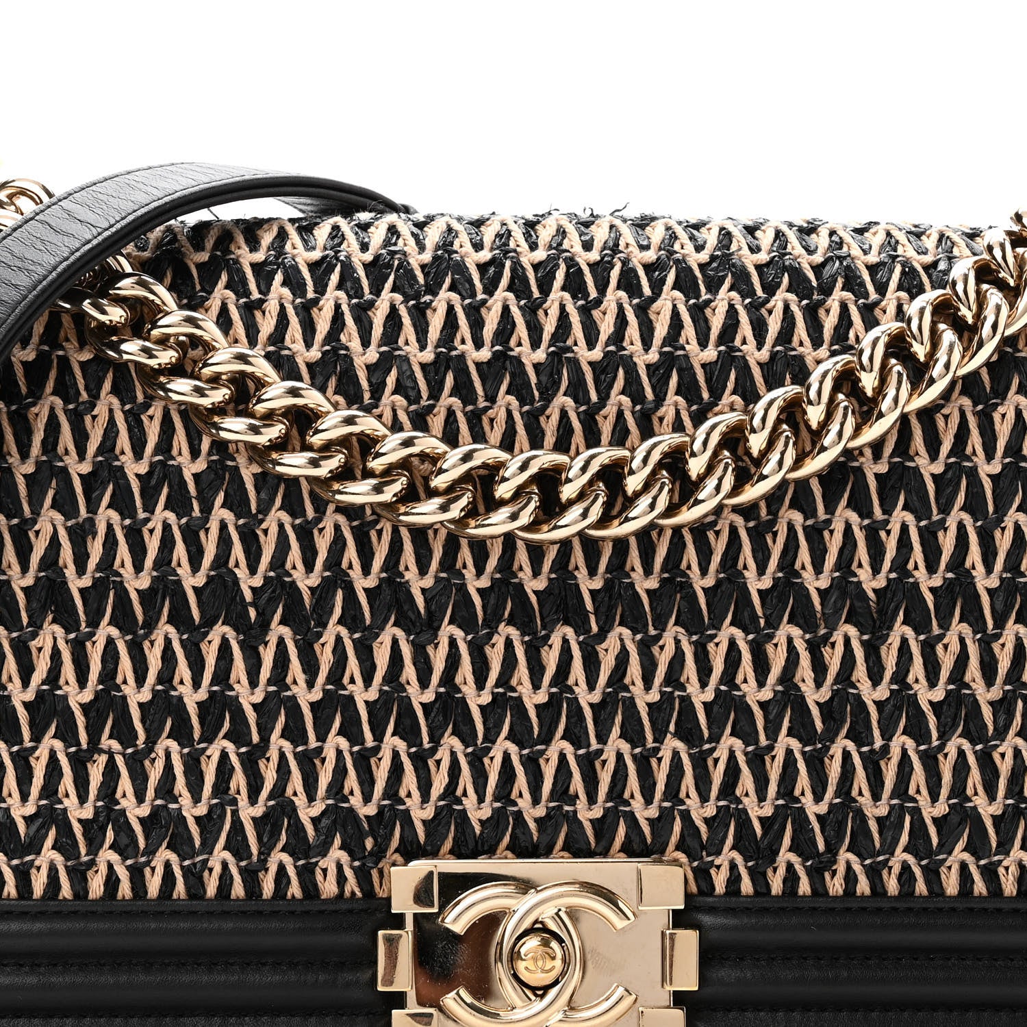 Chanel Lambskin Cotton Woven Medium Boy Flap Black 8 of 10