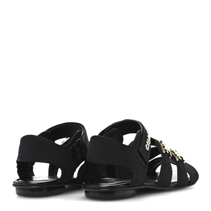Chanel Fabric Metal CC Logo Flat Sandals 36.5 Black 5 of 13