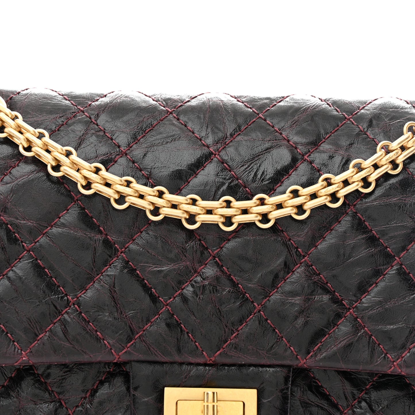 Aged Calfskin Quilted 2.55 Reissue 225 Flap Dark Burgundy