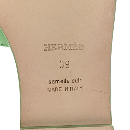 Hermes Epsom Oran Sandals 39 Vert Pomme 7 of 9