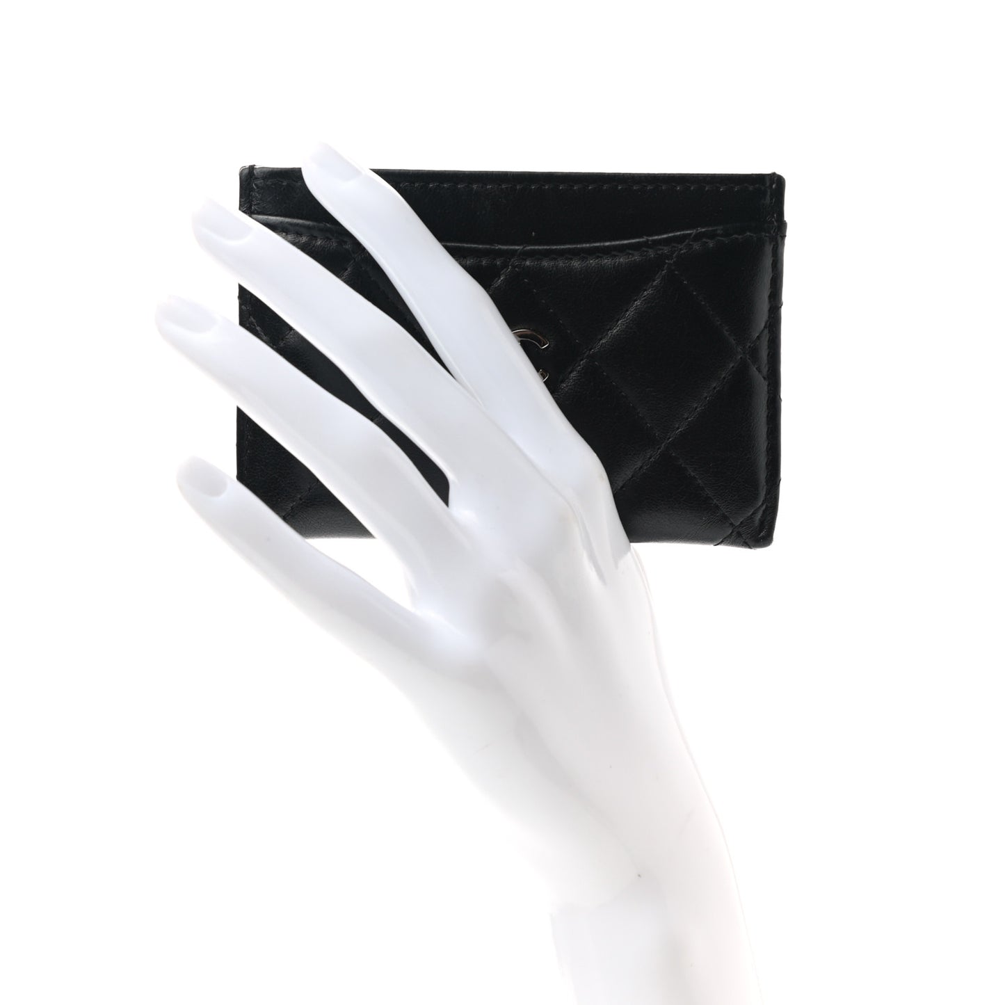 Lambskin Quilted Card Holder Black