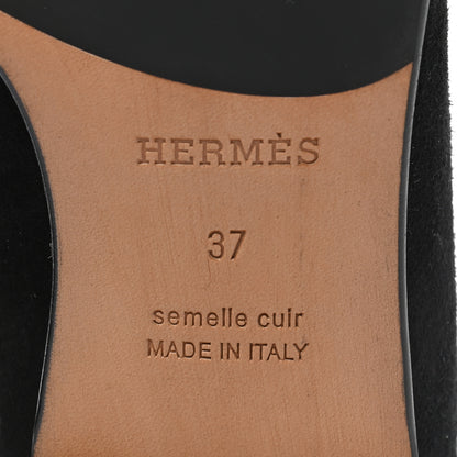 Hermes Stretch Velvet Goatskin Saint Honore Ankle Boots 37 Black 6 of 9