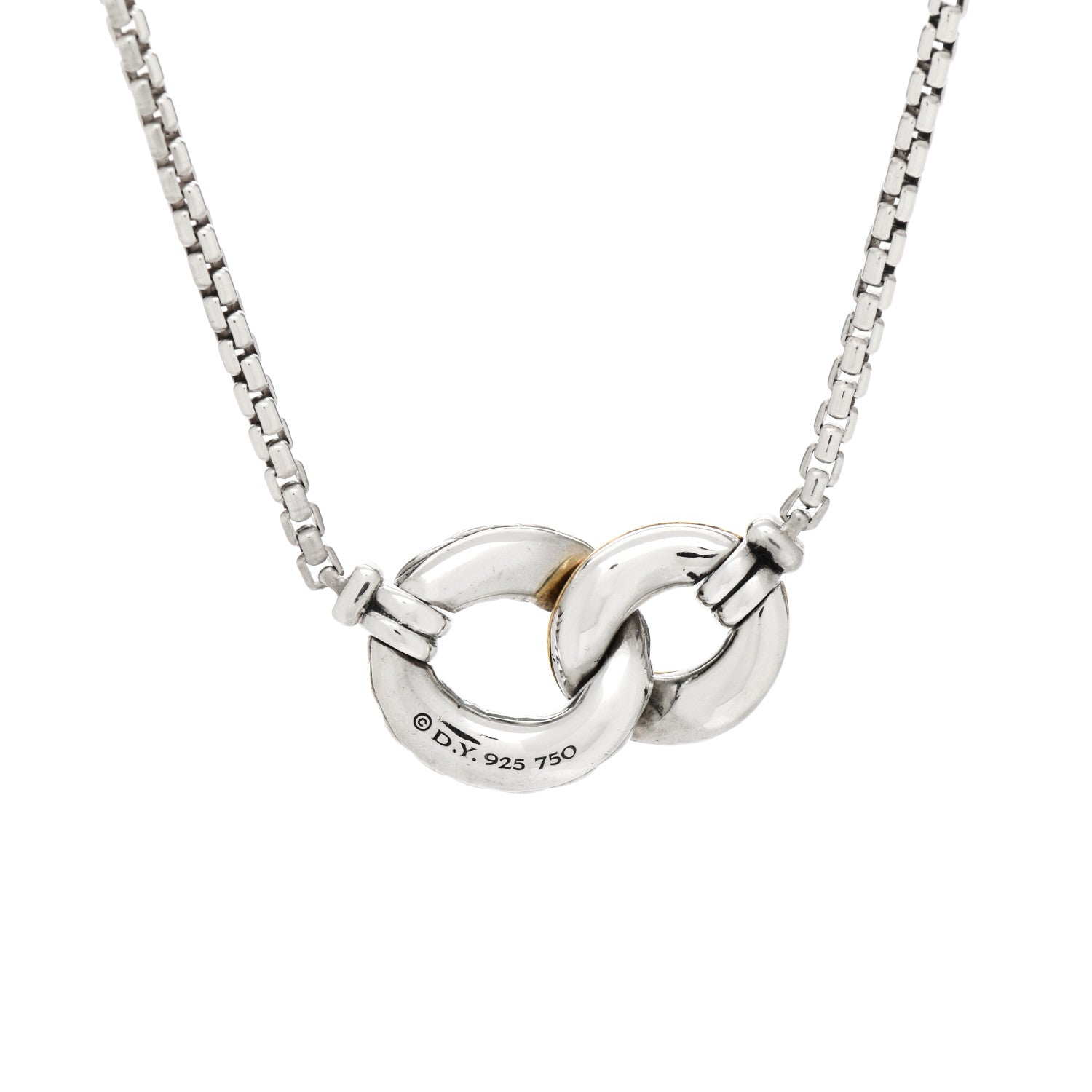 David Yurman Sterling Silver 18K Yellow Gold Belmont Pendant Necklace 3 of 3