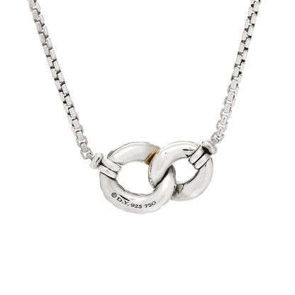 David Yurman Sterling Silver 18K Yellow Gold Belmont Pendant Necklace 3 of 3
