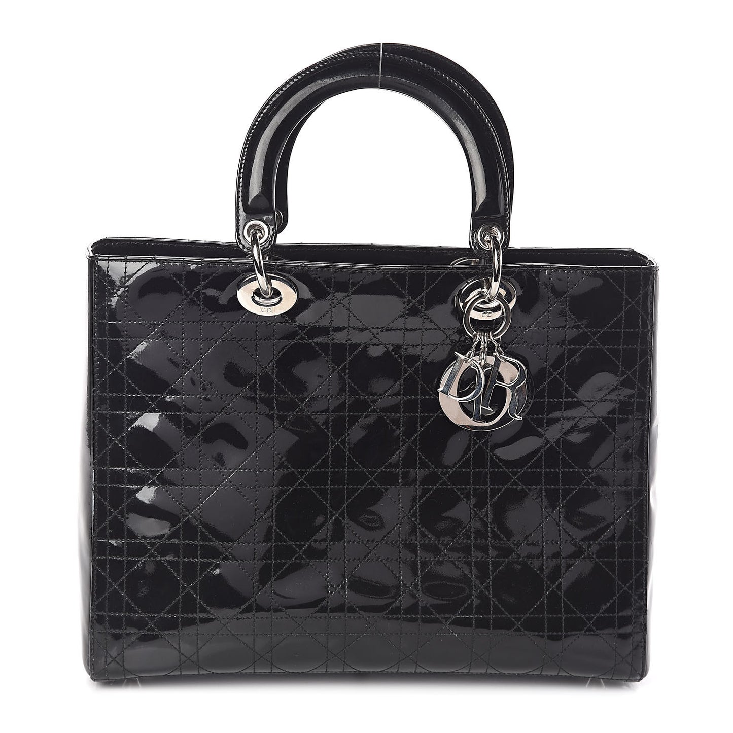 Patent Cannage Large Lady Dior Black
