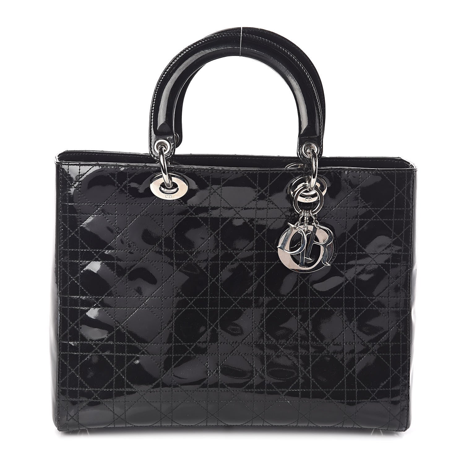 Christian Dior Patent Cannage Large Lady Dior Black 1 of 9