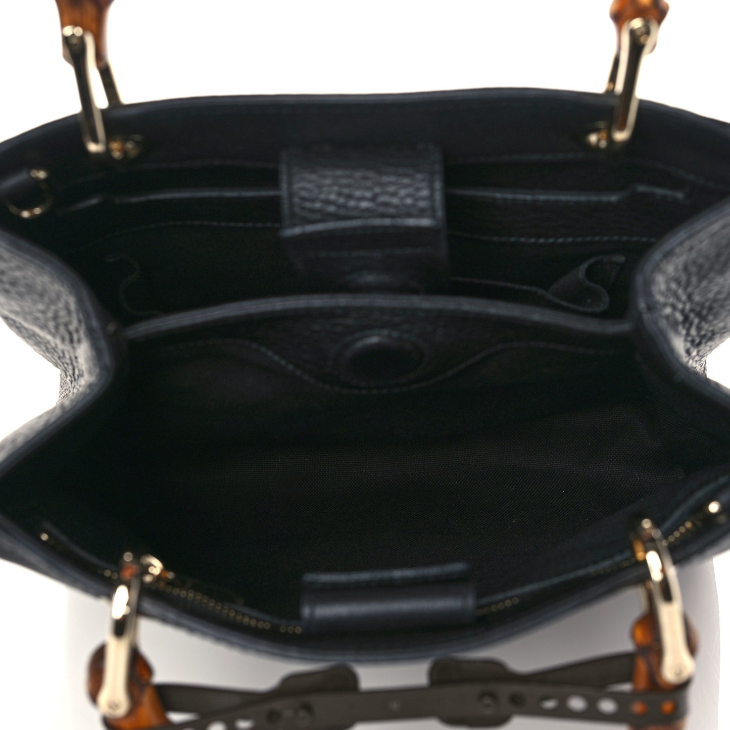 Calfskin Small Bamboo Shopper Tote Black