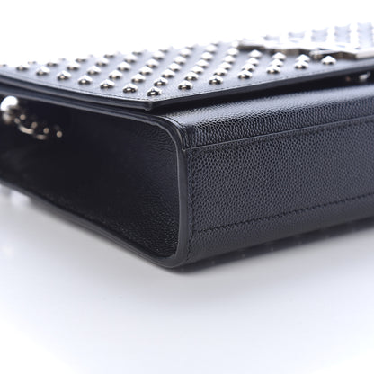 Saint Laurent Grain De Poudre Studded Medium Monogram Kate Satchel Black 5 of 11