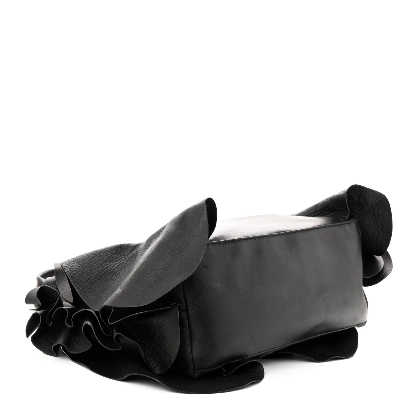 Nappa Ruffled Hobo Black