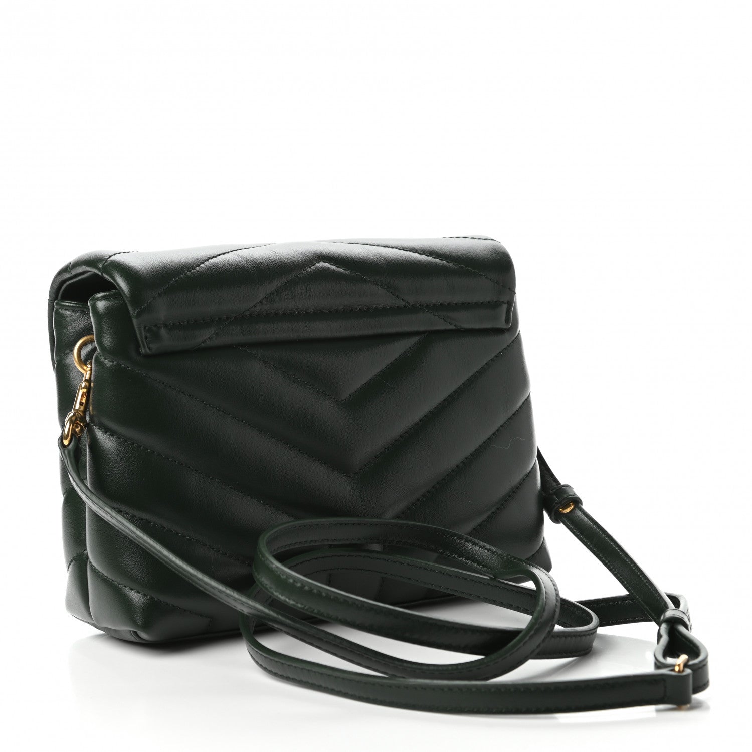 Saint Laurent Calfskin Y Quilted Monogram Toy Loulou Crossbody Bag Deep Green 3 of 11