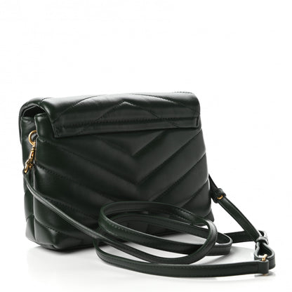 Saint Laurent Calfskin Y Quilted Monogram Toy Loulou Crossbody Bag Deep Green 3 of 11