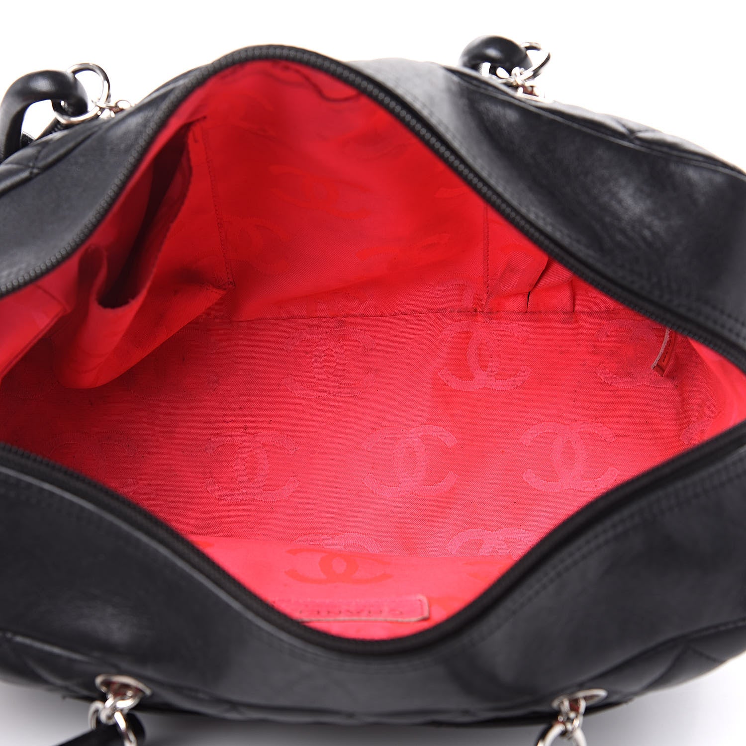 Chanel Calfskin Quilted Large Cambon Bowler Black White 5 of 16