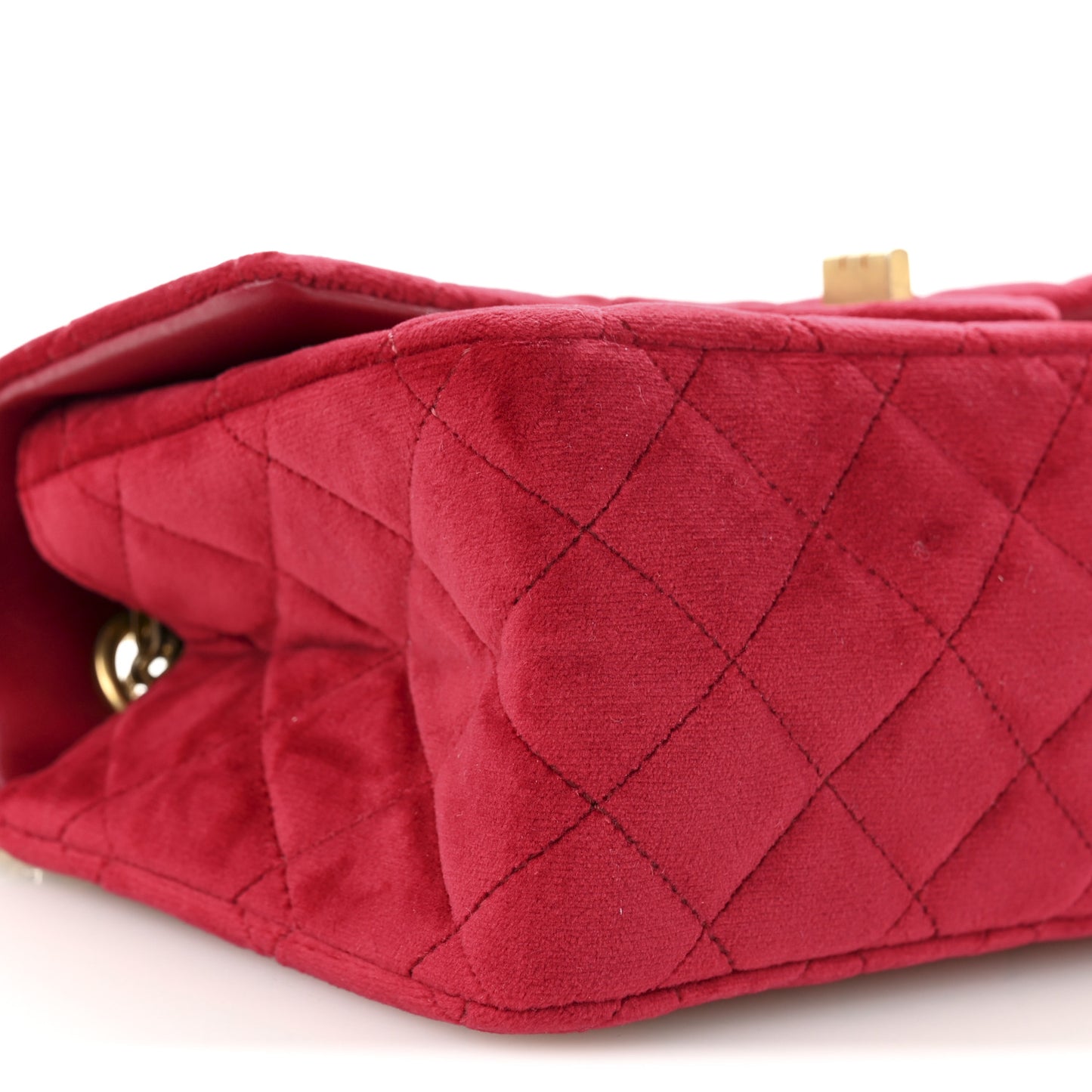 Velvet Quilted Mini 2.55 Reissue Flap Red