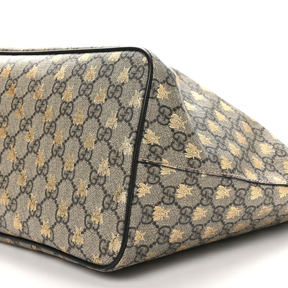 Gucci Soft GG Supreme Monogram Bees Medium Crossbody Tote Beige Oro Black 10 of 10