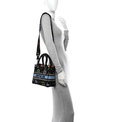 Christian Dior Canvas Pixel Zodiac Embroidered Medium Lady D-Lite Nero Multicolor 2 of 13