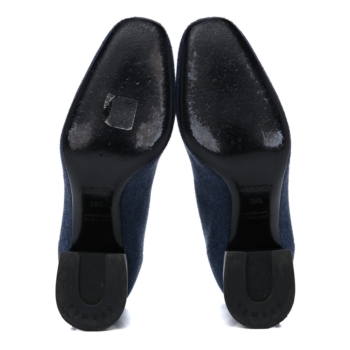 Knit Calfskin Volver Ankle Boots 36.5 Bleu Fonce